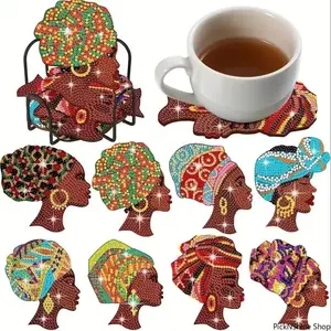 Fruit Pattern Diamond Art Coasters With Display Stand, Diy Handmade Painting Craft For Home Office And Coffee Table Decor, Colorful Non‑Slip Drink Coasters With Heat Resistance For Daily Use