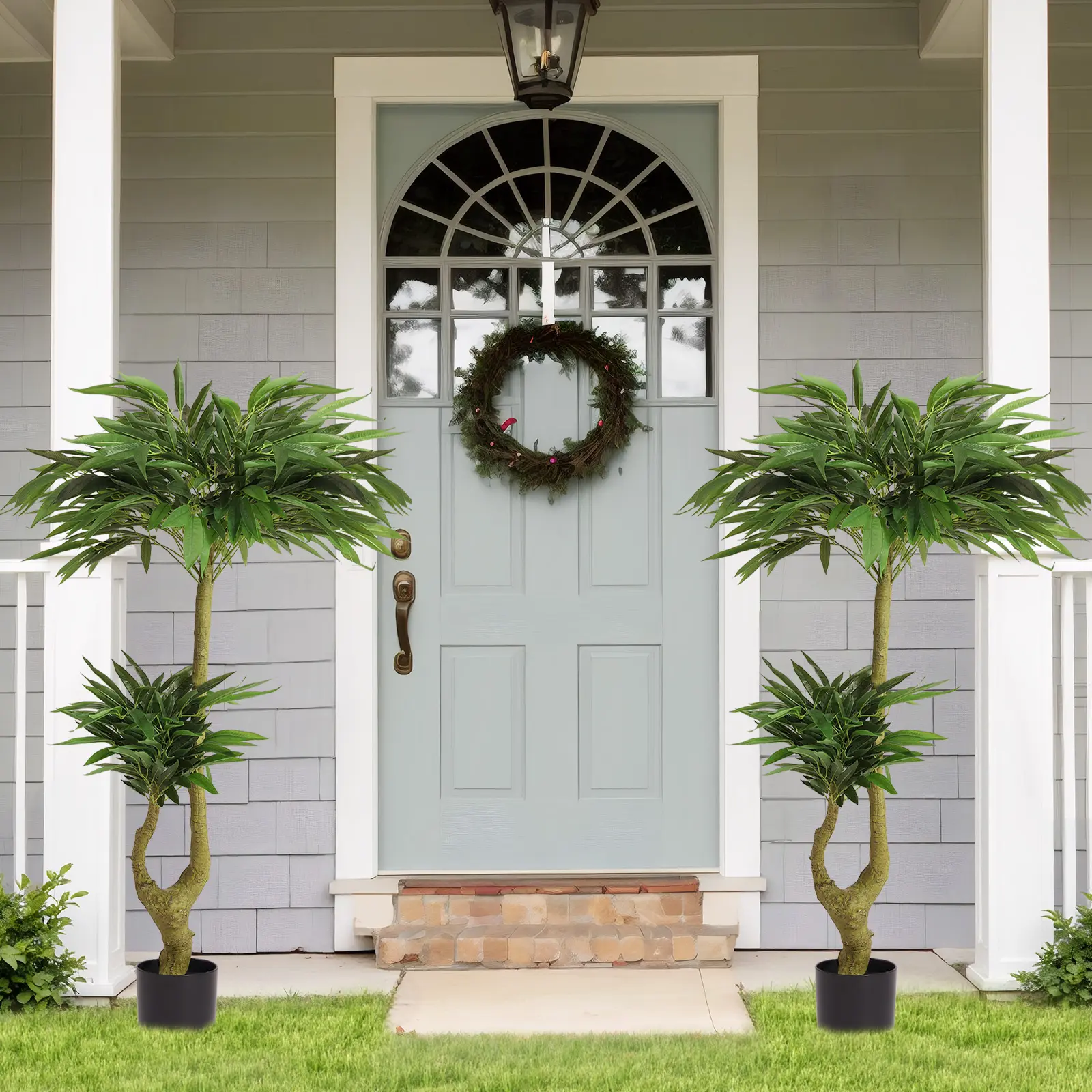 Artificial Willow Tree 5.3FT (1.6M) - Lifelike Faux Greenery Indoor & Outdoor, Tall Fake Plant for Home, Office, Garden, Patio & Decoration - Realistic Silk Leaves & Natural Wood Trunk