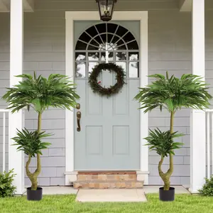 Artificial Willow Tree 5.3FT (1.6M) - Lifelike Faux Greenery Indoor & Outdoor, Tall Fake Plant for Home, Office, Garden, Patio & Decoration - Realistic Silk Leaves & Natural Wood Trunk