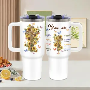 Christian Theme 40oz Tumbler Stainless Steel Coffee Mug With Lid & Straw BPA-Free Daily Hydration Outdoor Activities Gift For Family Friends Psalms Lovers Father's Day Sports Water Bottle Drinkware Christmas & Thanksgiving Gift