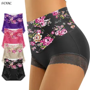 4PCS High-waisted Tummy Tucking Body Panty for Postpartum Tummy Tuck, Exercise, Yoga and Travel. Fine Lace Details, Hand Washable, Tummy Tightening Underwear/buttock Lift Panties [compressing the Abdomen and Lifting the Buttocks]
