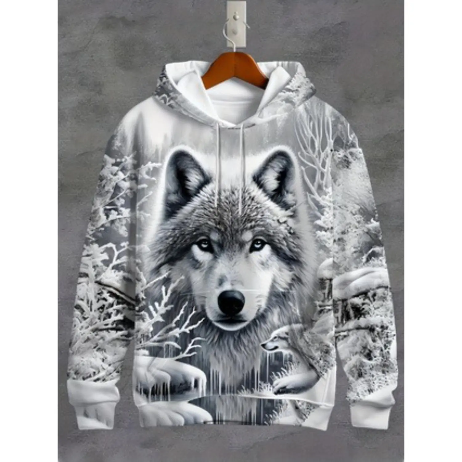 Men's 3D Wolf Print Long-Sleeve Casual Hoodie - Stylish Sweatshirt for Sports and Everyday Wear, Perfect Gift for Spring, Autumn, and Winter