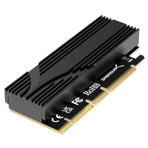 Sabrent M.2 NVMe SSD to PCIe x16 AIC Adapter with Aluminum Heatsink Gen5 Compatible Tool-Free Design