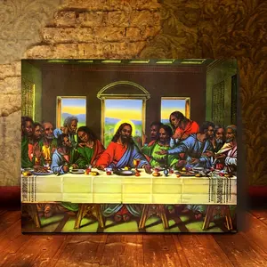 1 Piece Wooden Frame Canvas Painting Black Last Supper Black Canvas Poster Christian Picture Print Painting Wall Art Office Bathroom Living Room Decoration Inspiration Wall Art Decoration Framed Ready to Hang Gift for Her or Him 11.8inch x 15.7inch