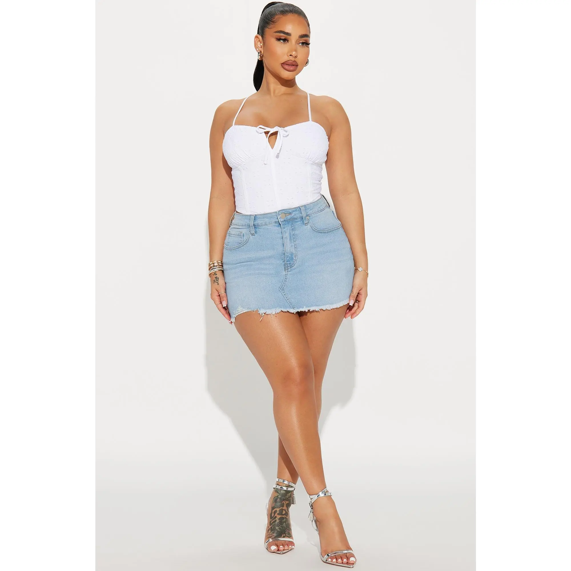 Raven Denim Mini Skirt - Light Wash Raven Denim Mini Skirt - Light Wash