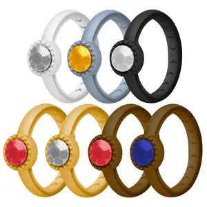 Stackable Silicone Wedding Rings With Innovative Round Shaped Diamond Rubber Rings With Two Tone Color