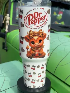 Dr Pepper Tumbler, 40oz Tumbler, Coquette Design, Christmas Gift, 40oz Stainless Steel, Tumbler with Handle, Soda Design, Perfect Gift