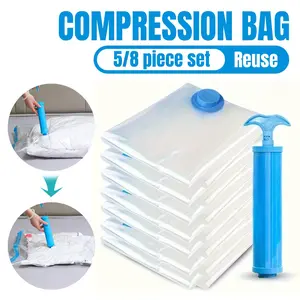 Vacuum Storage Bag Set, 1 Set Large Vacuum Storage Bag with 1 Manual Suction Pump, Space Saving Air-tight Compression Storage Bag for Bedroom & Living Room