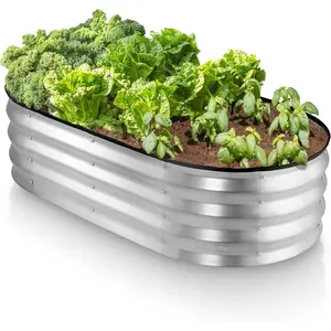 Galvanized Raised Garden Bed Outdoor // 421 ft er Boxes Raised Beds for Outdoor s, Vegetables, Gardening // Large Metal Raised Garden Bed Kit ()