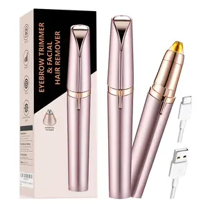 Electric Eyebrow Trimmer, Electric Face Hair Remover, Rechargeable Flawless Brows Remover for Women with LED Light for Instant and Painless Hair Removal