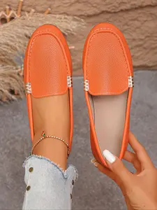 Women's Square Toe Loafers Slip-On Ballet Flats, Comfortable PU Leather Work Shoes, Fashion Office Footwear, Commuter Shoes, Casual Shoes, All Seasons