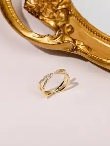 Elegant Cross Zircon Ring, 18k Twisted Stackable Band, Minimalist Daily Jewelry, Perfect Gift for Her