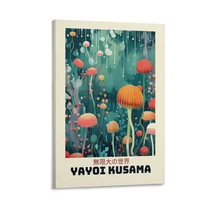 Yayoi Kusama Mushroom Canvas—vibrant, Contemporary Prints to Enhance Your Living Space with Unique Art. Poster Canvas Wall Art For Bedroom Decor Bar Office Room Decor Gift