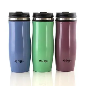 Mr. Coffee 12.5 Ounce Stainless Steel Insulated Thermal Travel Mug in Blue