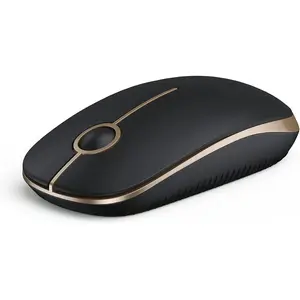 Wireless Mouse, 2.4G Slim Portable Computer Laptop Mouse with Nano Receiver Quiet Silent Optical Mice for Notebook, PC, Laptop, Computer-Black and Gold