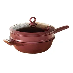 Natural Health Ceramic Pressure Frying Pan, Non-Stick Coating, Steam Rack Included, Multi-Function Cooking Pot for Induction & Gas Stoves, Cooker