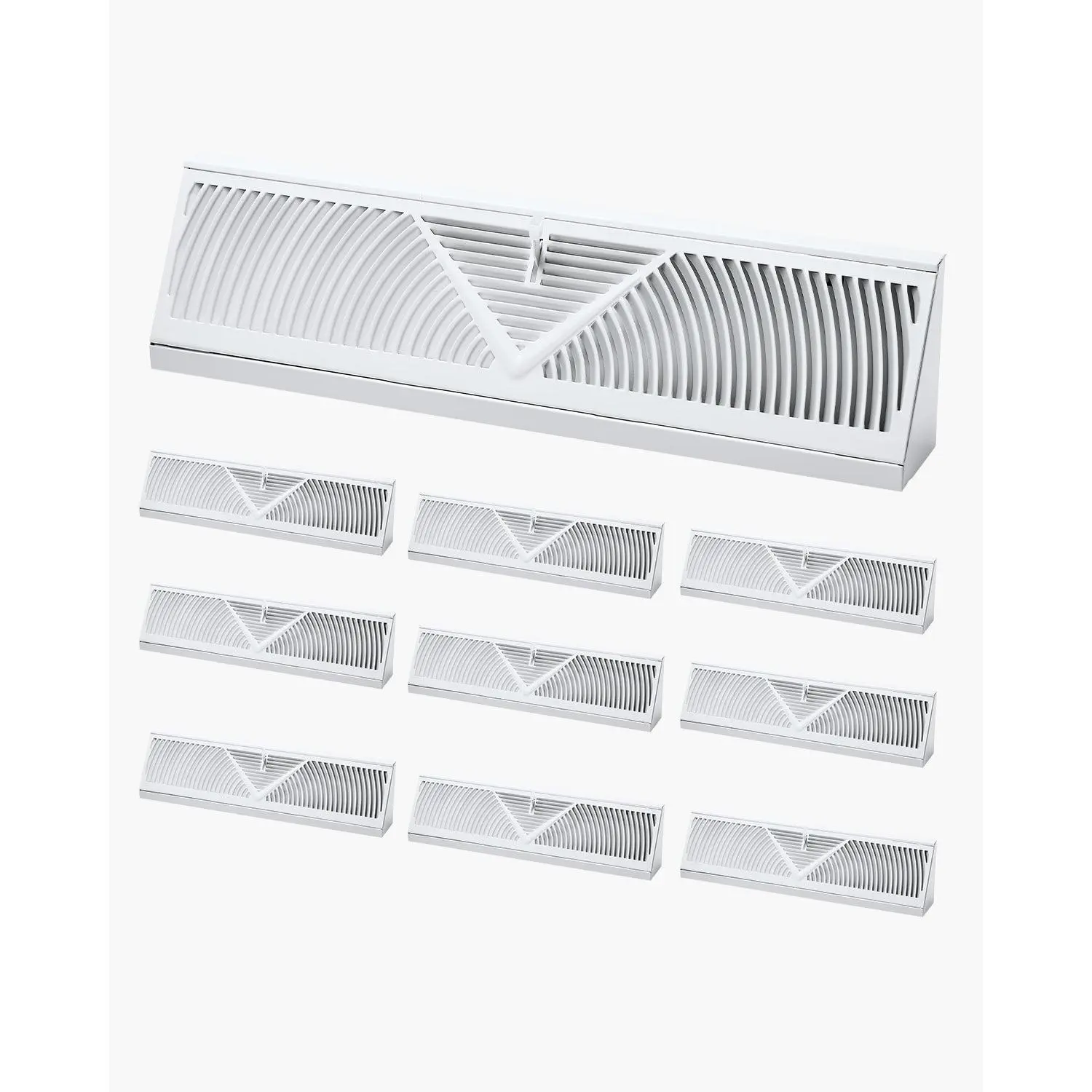 VEVOR 10-Pack 18-Inch White Iron Floor Registers, Heavy-Duty Walkable Floor Vents with Adjustable Metal Damper, Rustproof Anti-Peeling, Easy Installation, Avoid Cold Drafts for Living Room Home Office