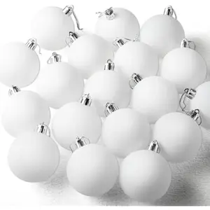 24 Pcs Christmas Ball Ornaments Blank White, Ball Ornaments for DIY Art & Craft Christmas Tree Decoration Shatterproof for Xmas Party Favors Supplies Presents