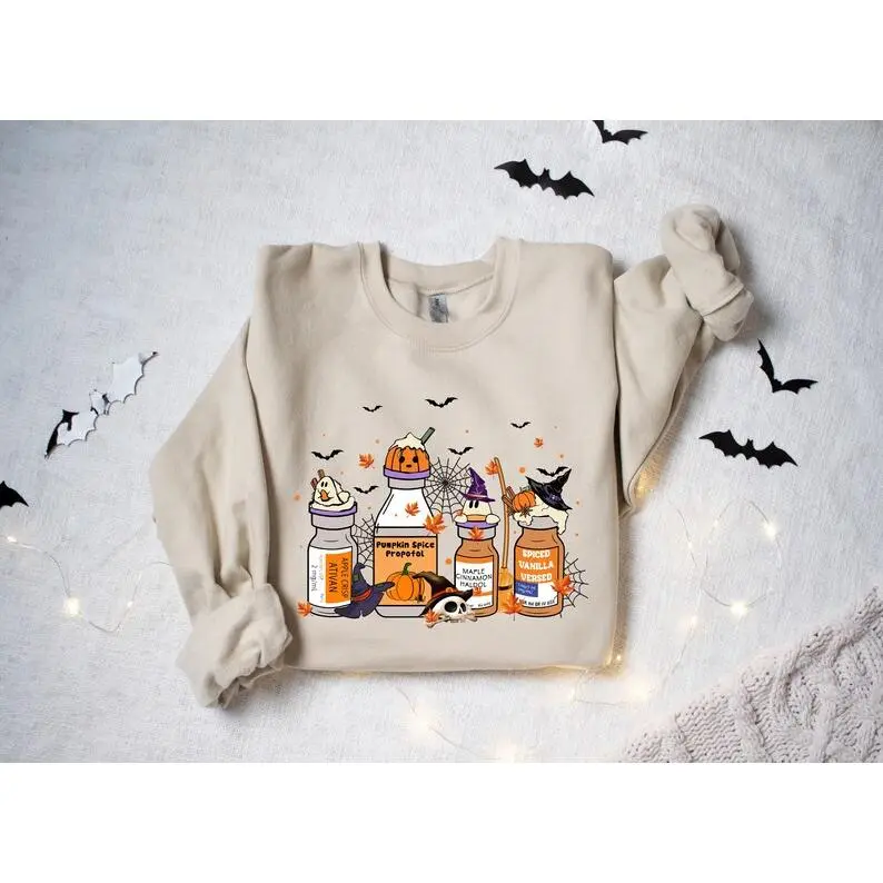 Halloween Nurse Sweatshirt/T-shirt, Halloween Nurse Pills Shirt, Pumpkin Spice Propofol, Halloween ICU Nurse Shirt, Fall Nurse Tee, Spooky Nurse Tee, Autumn Fall Unisex Top