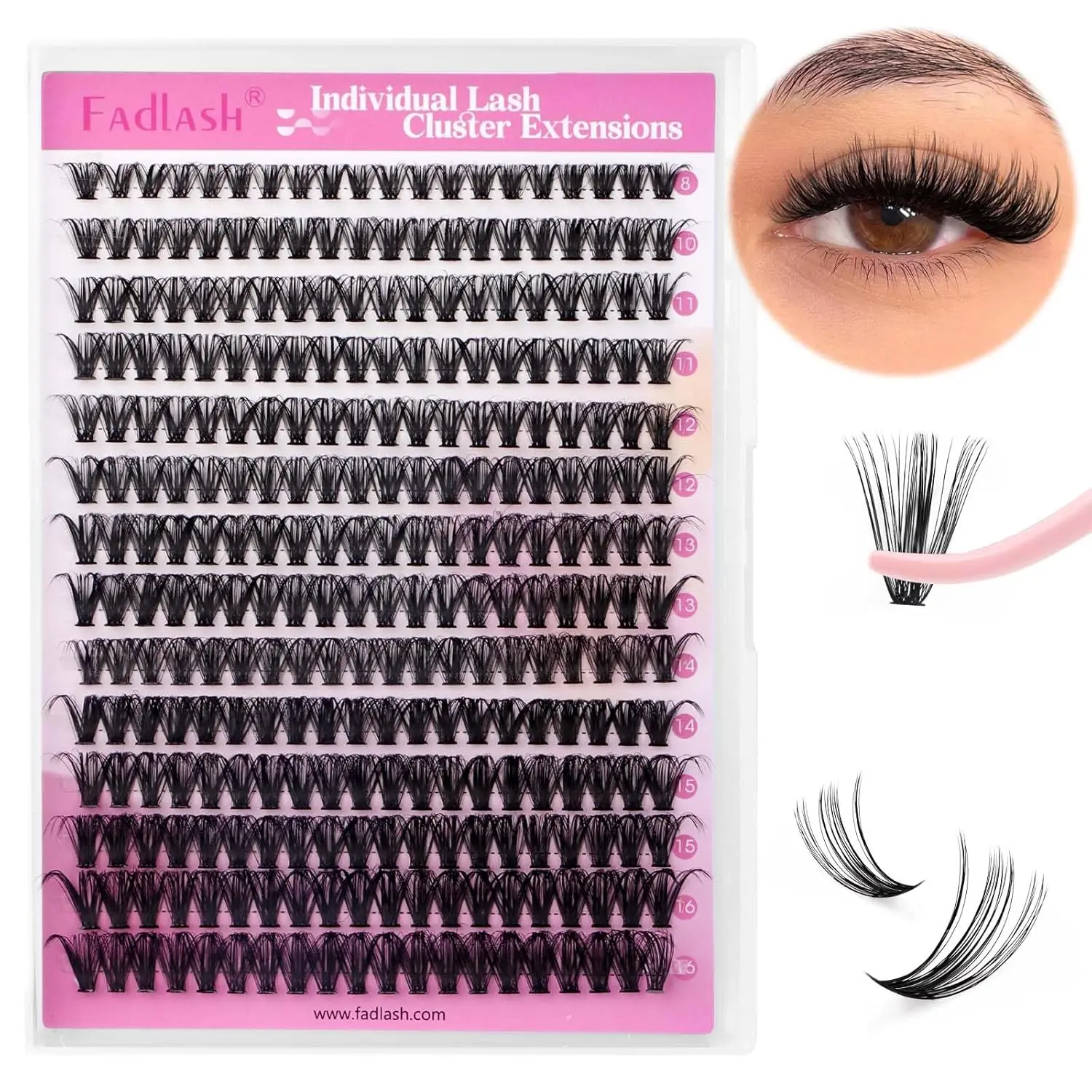 DIY Lash Clusters Individual Eyeslash Extensions 40D Volume Eyelash Clusters Soft Band Wispy Natural Eyelash Extension Large Tray (40D-0.07-D, 8-16mm)