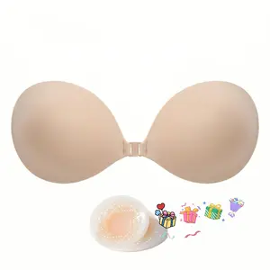 Adhesive Bra, Invisible Strapless Sticky Bra Push up for Women Ultra Adhesive Bra for Backless Dress with Reusable Nipple Covers