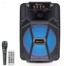Supersonic IQ Sound IQ-2108BT Cyber Flex8 8" Portable Bluetooth Speaker w/TWS, LED Lights, USB/SD/AUX/Mic/FM, 5W RMS, 1200mAh