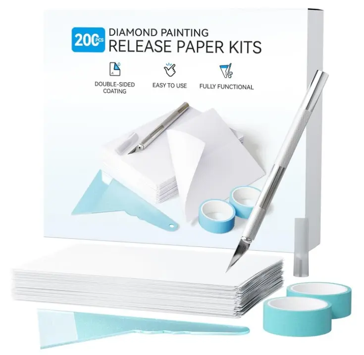 ARTDOT 200-Piece Double-Sided Non-Stick Release Paper for Diamond Art Kits for Adults, 15x10 cm Thickened Cover Replacement Sheets as Diamond Painting Accessories and Tools