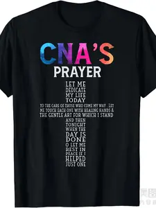 Funny CNA (CNA'S Prayer) Nursing Assistant T-Shirt - Funny Medical Worker Apparel - Soft 100% Crew Neck Tee for CNA's, CNAs - Black with Vertical CNA Prayer Text - Ideal Gift for Nursing Assistants - Casual Workwear Everyday Shirt - Men'S & Women'S