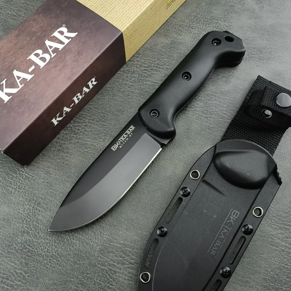New Arrival High-Hardness BK2 Fixed-Blade Knife with Sheath, 8Cr13Mov Blade, Nylon Fiber Handle—Portable EDC Outdoor Camping Knife, Hiking Self-Defense Survival Knife, Fishing and Trekking Tool, Tactical Knives, Outdoor Survival Gear, Men's Gift