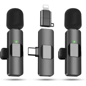 2 Pack Wireless Lavalier Microphone for iPhone, iOS and Android Phone, Lapel Mic Noise Reduction Plug-Play Mini Microphone for Video Recording, Interview, Podcast, Vlog, Tiktok, YouTube, Gift