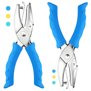 2 pcs handheld hole punch set, 1/4" and 1/8" single circle punchers with blue soft grip for crafts, scrapbooks, tags, tickets, home, office, classroom