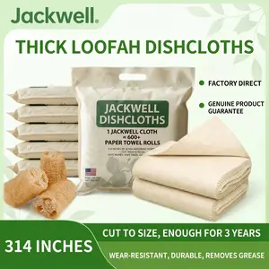 JACKWELL Reusable Dishcloth Roll for Kitchen & Cleaning, Absorbent Washable Reusable Paper Towels, Non-Scratch Cellulose Sponge Cloth, Cut to Size, No Odor, Biodegradable, Multipurpose Eco-Friendly Wipe