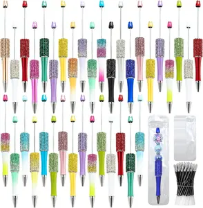 75 count DIY  Beadable Pen Kit - 25 Plastic Rhinestone Beaded Pens Bulk with Refills & Bags - Fancy Cute Glitter Pens for Crafting, Students & Teachers  School Supplies, Office Item
