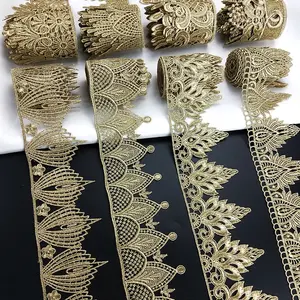 1yard Gold lace 2021 latest high quality widened thickened lace cheongsam clothes hem curtain lace fabric crown DIY access JB104