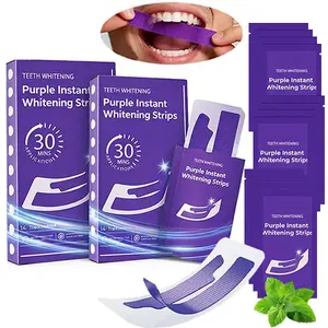 Purple Teeth Whitening Strips– 56/42/28/14 Pairs, Peroxide-Free, Enamel-Safe for Sensitive Teeth, Deep Stain Removal for Coffee & Smoking, Non-Slip Residue-Free, Whitening & Color Correction, Daily & Travel Dental Care