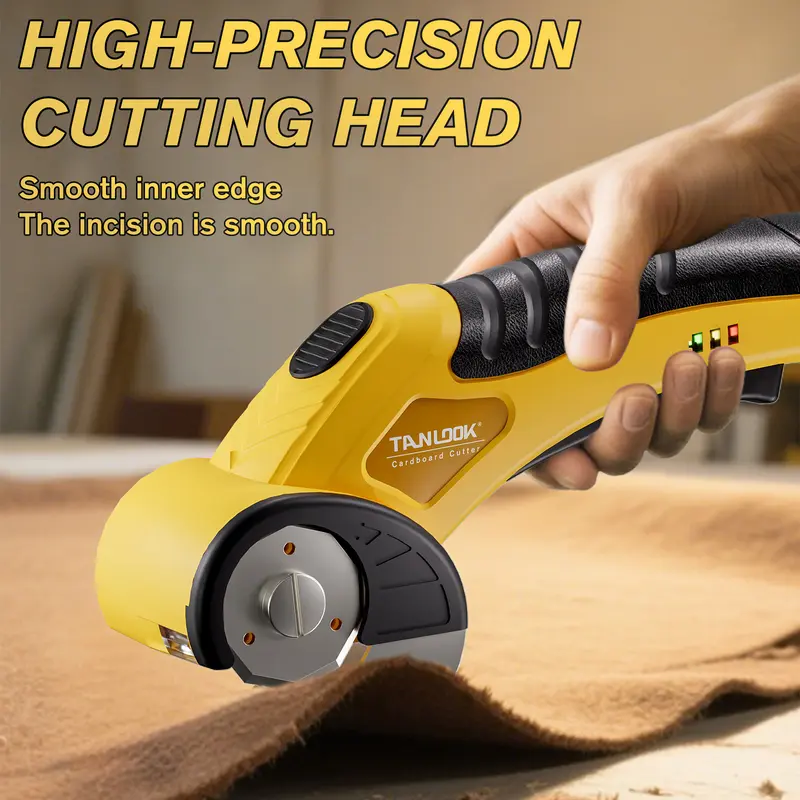 TANLOOK Cordless Electric Cutting Scissors - Portable USB Rechargeable Precision Hand Tool with Compact Ergonomic Design, Safety Lock, Replaceable Blades for Corrugated Cardboard, Leather, Home, Office, On-the-Go Use - Ideal for Pros