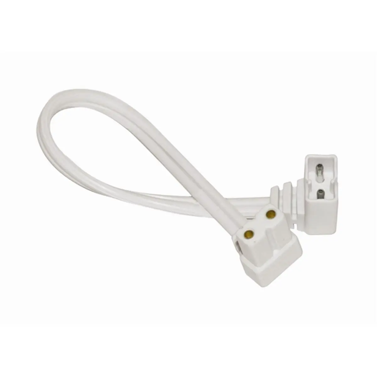 Jesco Lighting 6 in. Right Angle Connecting Cable, 2-Wire Plastic Cord with a 2-Prong Plug, White Finish