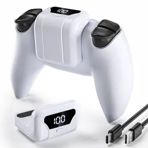 Portable 1800mAh PS5 Controller Battery Pack, Ultra-Light Rechargeable Game Controller Charger with Secure Back Clip,Gaming Console Accessories