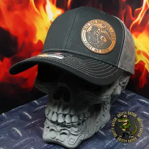 May the Bridges I Burn Light My Path Patch Hat from Gritty Gator - Richardson 112 Trucker Style Adjustable Snapback with Laser Engraved Leatherette Patch