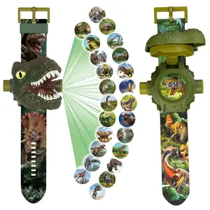 Dinosaur Projection Toy With Time Display 24 DIY Luminous Patterns Flip Adjustable 3D Digital Screen Kids Projector Gift for Boys Girls Birthday Children's Day