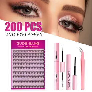 20D Lash Clusters, 200pcs 0.07mm D Curl Soft Reusable DIY Eyelashes, 8-16mm Individual Extension Kit for Salon Quality Look Makeup Cosmetic