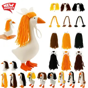 3 Pcs Knitted Wigs for 7 Inch Desk Goose Mini Wig Accessories for Tabletop Goose Figurine Desktop Home Decoration (Goose Not Included)