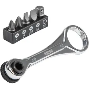 65200 Ratchet Set, 5-Piece Mini Ratchet Set with Phillips, Slotted, and Adapter for Other Socket Sizes, For Tight Spaces