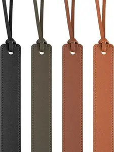 4 Pcs Leather Bookmark, Classic Stitched Bookmark, Bookmarks with Leather Rope, Page Markers Reading Gifts for Book Lovers, Readers, Book Marks for Men Women