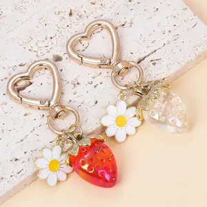 Kawaii Strawberry Bag Charm Keychain Pendant