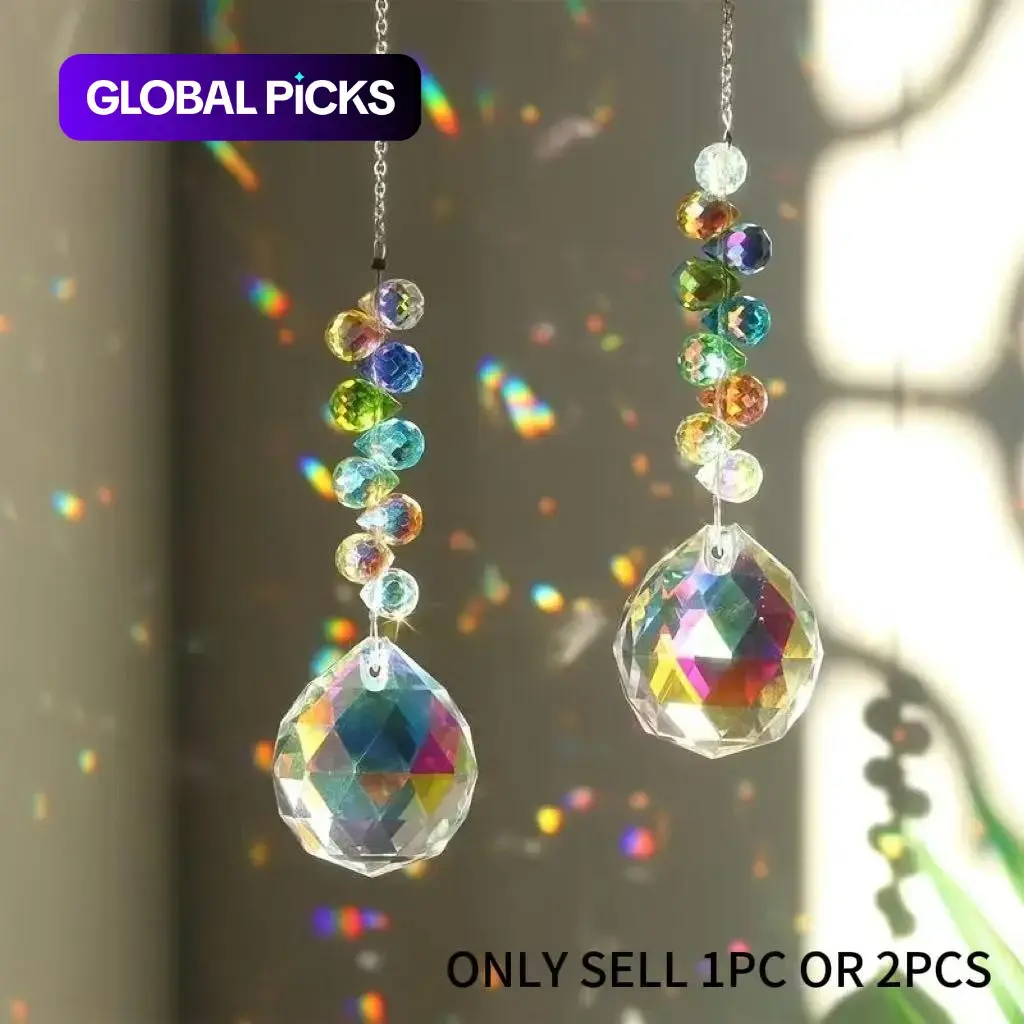 Artificial Crystal Ball Sun Catcher, 1/2 Pcs Hanging Prism, Glass Hanging Decor for Window, Car, Home and Garden, Garden Accessories #GLOBAL PICKS