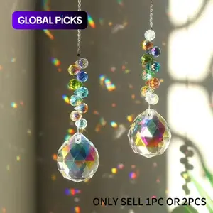 Artificial Crystal Ball Sun Catcher, 1/2pcs Hanging Prism for Garden & Home Decor, Garden Accessories, Glass Hanging Decor for Window Car Home Wind Chimes #GLOBAL PICKS