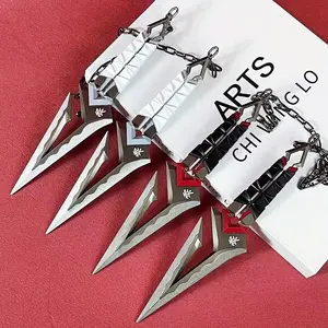 8.6inch 22cm Metal Ninja Katana Keychain White Sabre Sword Syuriken Key Anime Cosplay Accessories Prop Steel Small Iron Ninja Knife Blade Action Figure Damascus Sword Real Size Japanese Katana Original Samurai Sabre Keychain Toy Gift