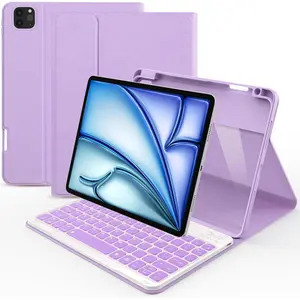 Keyboard Case for iPad Air 11 inch M4/M3/M2, 2026/2025/2024/ iPad Pro 11 inch (1st/2nd/3rd/4th Gen)/ iPad Air 5th/4th Generation, 7 Colors Backlit Detachable  Keyboard Cover with Pencil Holder