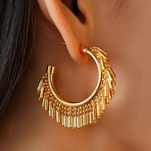 Round tassel earrings, exuding a light luxury vibe with elegant, high-end simplicity jewelry stud fashion hypoallergenic lightweight design high-quality fashionable